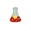 Cute enamel pin with a star in a red liquid lab flask on a white background - Conical Flask With Star (CC1712)