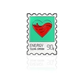 Kreative Emaille-Briefmarkenbrosche mit Herz-Energiestation und 90-Prozent-Markierung - Briefmarke Stil (CC399)