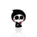 Pin's en émail faucheuse de dessin animé gothique avec cape noire et rose rouge - Style Faucheuse (CC573)