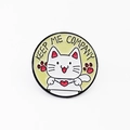 Spilla smaltata con gatto bianco cartone animato cuore e testo Keep Me Company - Gatto Bianco Cuore Keep Me Company (CC581)
