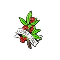 Eleganter Emaille-Anstecker mit grünen Blättern und roten Beeren mit Noble Soul Schleife - Rote Beere Blatt (NOBLE SOUL)