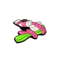 Charm per scarpe a nastro rosa Time Flies con base verde per zoccoli - Stile Time Flies (CC405)