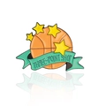 Basketball-Emaille-Anstecker mit grünem Band und Sternen für Drei-Punkte-Wurf - Basketball Stil (CC391)
