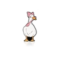 Broche en émail canard blanc mignon avec nœud papillon rose et pattes orange - Style Canard Nœud Papillon (CC057)