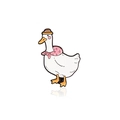 Broche canard blanc mignon avec écharpe rose à fleurs et petit chapeau jaune - Style Canard Chapeau et Écharpe (CC058)
