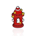 Cartoon red fire hydrant enamel pin with yellow stars and black metal outlines - Fire Hydrant Style (CC340)