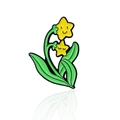 Creative cartoon enamel brooch featuring smiling yellow stars on green flower stems - Twin Hanging Stars Style (CC361)