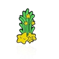 Cartoon enamel star flower brooch featuring smiling yellow stars on green leaf base - Star Cluster On Leaf Style (CC362)