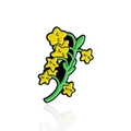Cartoon star flower enamel brooch with smiling stars and green stems on white background - Star Cluster Flower Style (CC363)