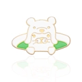 Cute enamel animal pin featuring a white character in a green pool with gold trim - Bear Headgear Animal Style (CC1884) / CC1884
