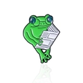 Épingle en émail grenouille mignonne avec lunettes rondes lisant un journal pour vêtement - Style de Grenouille Lisant un Journal (CC1551)