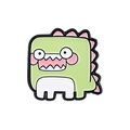 Insigne en émail dinosaure vert mignon avec pointes roses et grands yeux ronds sur fond blanc - Style de Dinosaure Vert Clair (CC607)