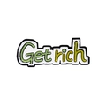 Emaille-Anstecknadel mit Get Rich Schriftzug in Grün und Gelb für Kleidung und Taschen - Get Rich Schriftzug (CC429)