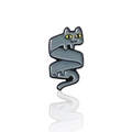 Einzigartige graue Katze Emaille-Anstecknadel mit spiralförmigem Körper für Yoga-Fans - Spiralförmige Graue Lange Katze (CC862)