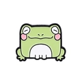 Badge en émail de grenouille de dessin animé vert carré avec un joli visage souriant - Style de Grenouille Verte (CC608)