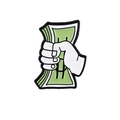 Kreative Emaille-Brosche mit einer Hand, die grüne Geldscheine hält als Geldmotiv - Hand Mit Banknote Stil(CC439)