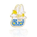 Cartoon enamel pin featuring a dreamy starry sky, shooting stars, and golden moon design - Starry Sky Meteor Dream Style (CC356)