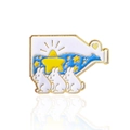 Creative rabbit wish bottle enamel brooch with golden finish and yellow stars - Three Rabbits In Bottle Style (CC357)