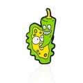 Épingle en émail avec un poivron vert souriant et un personnage de durian jaune surpris - Piment Serrant un Durian (CC638)
