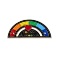Adjustable rainbow social mood enamel pin with a sliding red heart indicator - Rainbow Mood Sliding Indicator (CC2131)