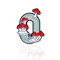 Creative number 0 enamel pin featuring a green forest theme with red mushroom accents - Number 0 Mushroom (CC1810)