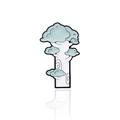 Cartoon light blue cloud tree enamel pin with black outlines on white background - Number 1 Pine Tree (CC1811)