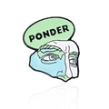 Spilla smaltata PONDER creativa con viso di scultura in gesso ed elementi d'arte moderna - Verde/Meditare (CC1758)