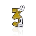 Creative enamel pin featuring number 3 design with bull horns and a skull motif - Number 3 Skull Horn (CC1813)