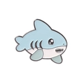 Cute cartoon blue shark enamel pin with white details and friendly expression - Shark Design(CC1277)