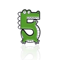 Épingle en émail crocodile vert en forme de chiffre cinq avec finition polie - Chiffre 5 Crocodile (CC1815)