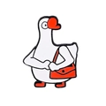Épingle émaillée d'oie blanche avec sac rouge, broche mignonne d'animal de dessin animé - Style avec Sac (CC539)
