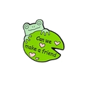 Süße grüne Zeichentrick Frosch Emaille Anstecknadel mit Can we make a friend Text - Frosch Lotus Stil (CC1009)