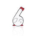Broche créative en émail numéro 6 avec un mignon coq blanc en dessin animé et détails rouges - Chiffre 6 Coq (CC1816)