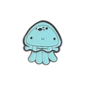 Cute mint green jellyfish enamel pin with cartoon face and polished black metal finish - Jellyfish Design(CC1279)