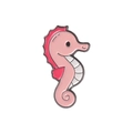 Cartoon seahorse enamel pin badge in light pink with magenta accents and silver metal trim - Seahorse Design(CC1280)