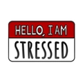 Καρφίτσα πέτου σμάλτου 'HELLO, I AM STRESSED' σε κόκκινο και λευκό φινίρισμα - HELLO I AM STRESSED (CC2038)