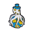 Broche pieuvre en émail créative avec chapeau haut de forme bleu entourant un globe coloré - Haut-de-forme Terre Poulpe (CC1423)
