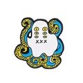 Broche en émail fantôme blanc avec tentacules bleus et design original à yeux jaunes - Poulpe Fantôme à Yeux Multiples (CC1425)