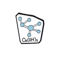 Enamel pin featuring white background and blue chemical formula Ca(OH)2 structure - Calcium Hydroxide Molecular Style (CC2189)