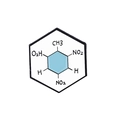Hexagonal enamel chemical molecule pin featuring CH3 and NO2 formulas in light blue - Hexagonal Molecular Structure Style (CC2190)