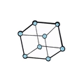 Blue and black 3D cube chemical molecule structure enamel pin for science lovers - Crystal Lattice Structure Style (CC2191)