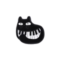 Creative black cat enamel brooch with piano key mouth design in modern minimalist style - Piano Key Smiling Cat (CC1207)