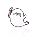 Spilla smaltata di foca bianca con un coltellino rosa, spilla creativa di animali divertenti - Foca Con Coltello (CC1473)