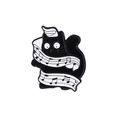 Creative black cat enamel brooch with music notes and staff for music lovers - Melody Wrapped Cat Shape (CC1209)