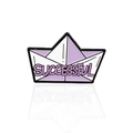 Origami paper boat enamel pin with successful text on a white background and shadow - Paper Boat Style (CC969)