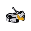Punk style enamel pin featuring a vinyl record with a slice of cake design - Record Cake Cheese Style (CC436)