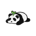 Cute panda enamel pin with a green sprout on head in classic black and white finish - Panda With Sprout(CC935)