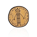 Irregular round tribal totem enamel brooch badge in warm yellow and black finish - Primitive Totem Figure Pattern (CC511)