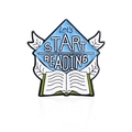Broche livre émaillée avec slogan let's START READING en finition bleu clair et vert - Style Commencer la Lecture (CC1273)