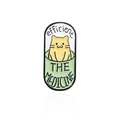 Kreative Emaille-Anstecknadel mit gelber Katze auf einer Kapsel und THE MEDICINE Text - Effiziente Medizin-Kapsel-Katze(CC1998)